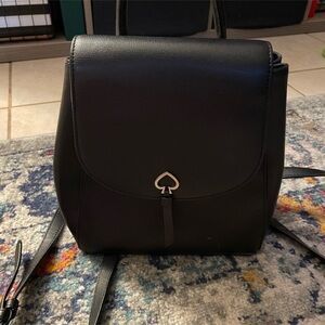 kate spade Black Leather Backpack with Spade Accent❤️